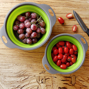 PLASTIFIC Collapsible Colander Over The Sink Vegetables/Fruit Silicone Colander Strainer with Handles Collapsible Basket Wash Fruits, Vegetables, and Rice etc